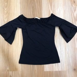 Brand new Anne Fontaine black square neck blouse with flared sleeves